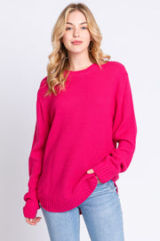 Fuchsia Knit Pullover Sweater