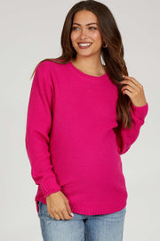 Fuchsia Knit Pullover Maternity Sweater