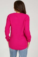 Fuchsia Knit Pullover Maternity Sweater