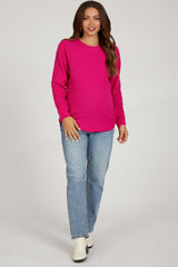 Fuchsia Knit Pullover Maternity Sweater