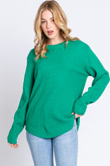 Green Knit Pullover Sweater