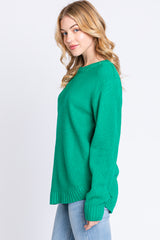 Green Knit Pullover Sweater