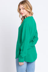 Green Knit Pullover Sweater