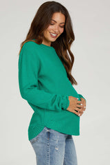 Green Knit Pullover Maternity Sweater