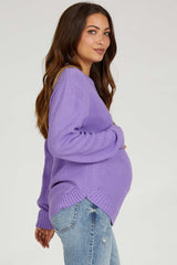 Lavender Knit Pullover Maternity Sweater