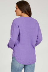 Lavender Knit Pullover Maternity Sweater