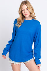 Blue Knit Pullover Sweater