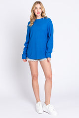 Blue Knit Pullover Sweater