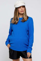 Blue Knit Pullover Maternity Sweater