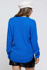 Blue Knit Pullover Maternity Sweater