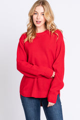 Red Knit Pullover Maternity Sweater