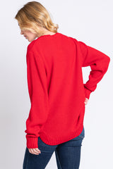 Red Knit Pullover Sweater