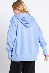 Light Blue Hooded Button Pullover Sweater