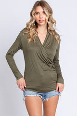 Olive Long Sleeve Wrap Nursing Top