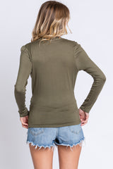 Olive Long Sleeve Wrap Nursing Top