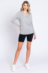 Heather Grey Long Sleeve Wrap Nursing Top