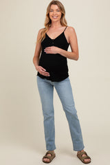 Light Blue Basic Maternity Slim Straight Leg Jeans