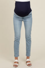 Light Blue Slim Straight Maternity Jeans