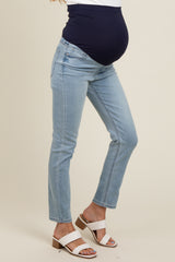 Light Blue Slim Straight Maternity Jeans