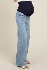 Light Blue Wide Leg Maternity Jeans