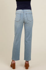 Light Blue Basic Straight Leg Maternity Jeans