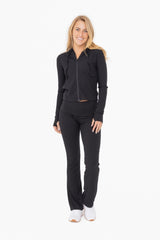 Black Ribbed Foldover Maternity Flared Pants