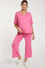 Pink Cropped Pant Maternity Set