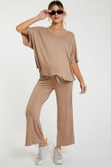 Mocha Cropped Pant Maternity Set