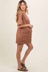 Camel Basic Maternity Romper