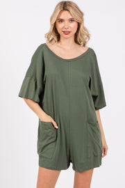 Light Olive Basic Romper