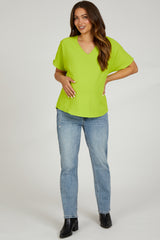 Lime Short Sleeve Maternity Blouse