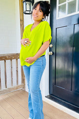 Lime Short Sleeve Maternity Blouse