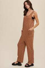 Camel Scoop Neck Sleeveless Jumpsuit