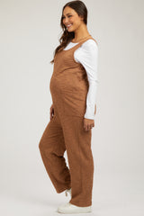 Camel Scoop Neck Sleeveless Maternity Jumpsuit