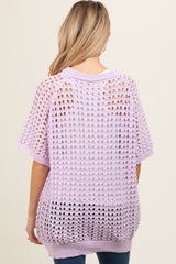 Lavender Fishnet Knit Maternity Top