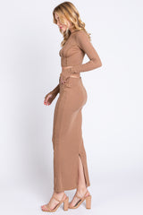 Mocha Exposed Seams Top and Skirt Set