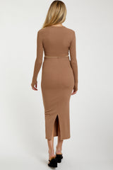 Mocha Exposed Seams Top and Skirt Maternity Set