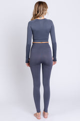 Grey Cropped Long Sleeve Active Set