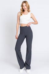 Charcoal Ribbed Maternity Flared Leggings