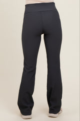 Charcoal Ribbed Maternity Flared Leggings