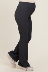 Charcoal Ribbed Maternity Flared Leggings