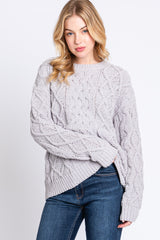 Grey Cable Knit Sweater