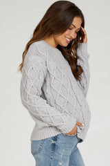 Grey Cable Knit Maternity Sweater