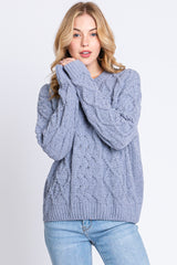 Blue Cable Knit Maternity Sweater