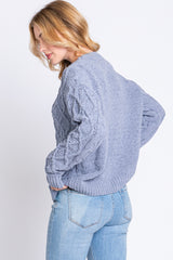 Blue Cable Knit Sweater