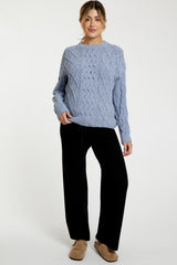 Blue Cable Knit Maternity Sweater