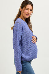 Periwinkle Diamond Open Knit Maternity Top