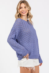 Periwinkle Diamond Open Knit Top