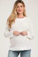 White Diamond Open Knit Maternity Top