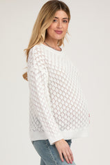 White Diamond Open Knit Maternity Top